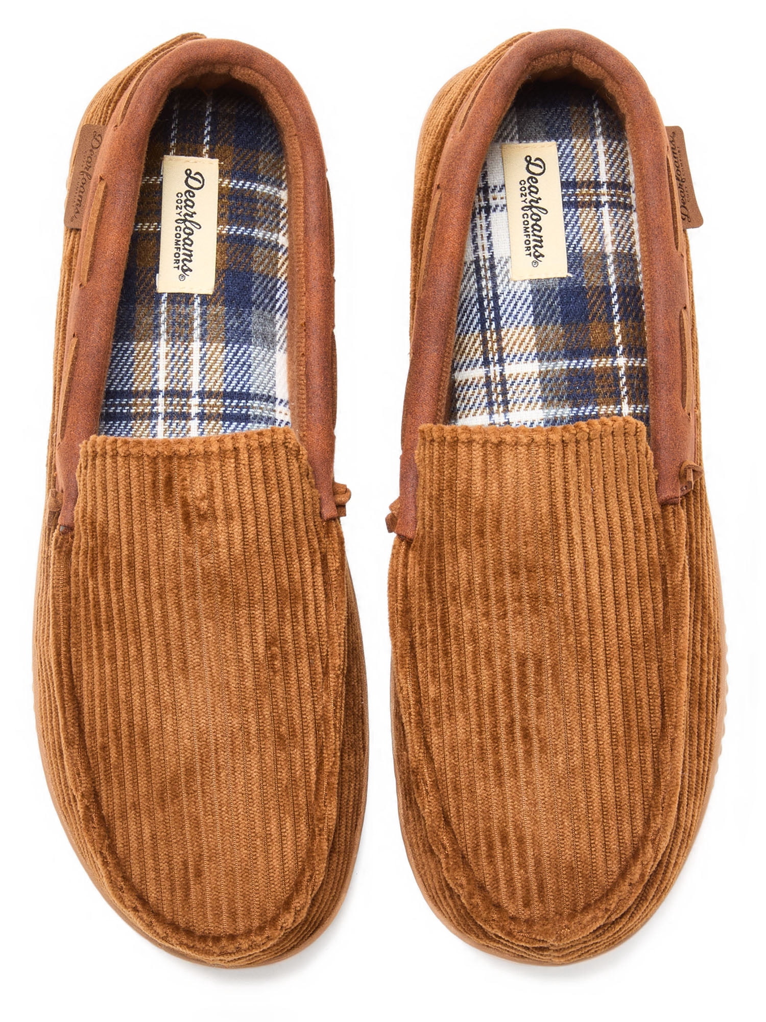 Dearfoams Cozy Comfort Men's Cord Moccasins With Lacing Slippers