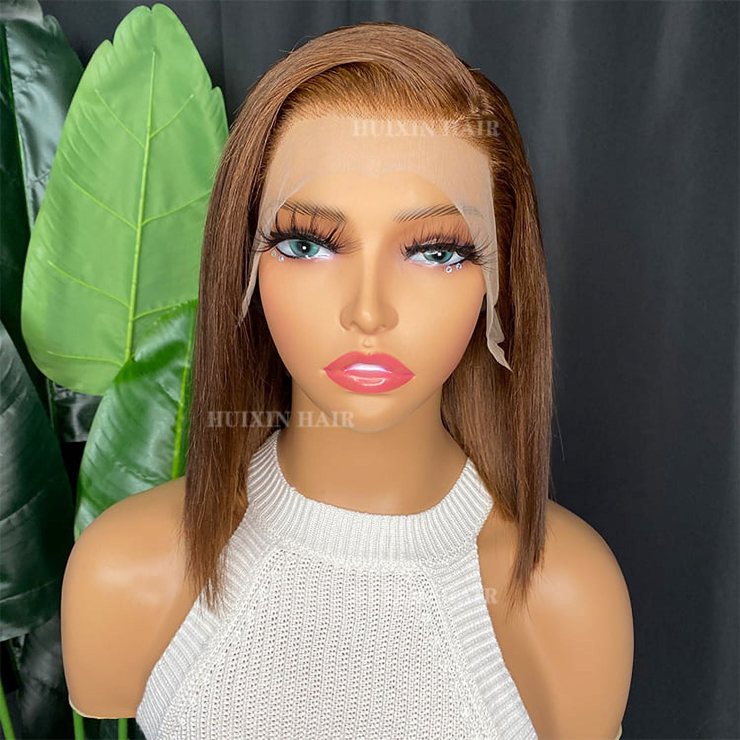 Factory Wholesale 12A 10A grade 100% raw remy Virgin human hair brown silky straight 13x4 transparent lace frontal bob wig