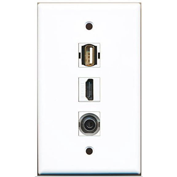 RiteAV - 1 Port HDMI and 1 Port USB A-A and 1 Port 3.5mm Wall Plate