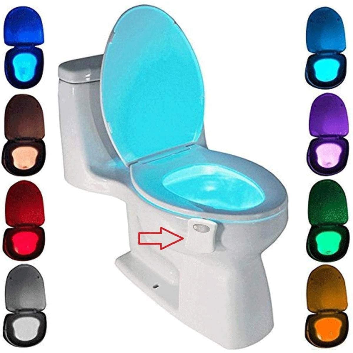 Lamp, LED Nightlight for WC Bathroom Sensor Detector 8 Color - Walmart.com