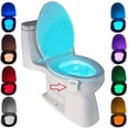 thumbnail image 1 of Luz de inodoro con Sensor inteligente, luz LED nocturna para tapa de inodoro, Sensor de baño, Detector PIR, iluminación de 8 cambios de color, 1 of 5