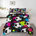 thumbnail image 3 of Homewish Boys Soccer Sports Bedding Comforter Set, Cartoon Football Rugby Twin Comforter Sets, Artwork Graffiti Splash Reversible Bedding Set, Super Cozy Room Decor, 2 Pieces, 3 of 8