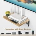 thumbnail image 4 of Wall-Mounted Projector Floating Shelves W/Triangle Rack, 16 Inch Brown Rustic Wood Storage Stand Holder for Router, Modem, DVD Player, TV Box, Game System, Audio, 12" Deep, 4 of 7