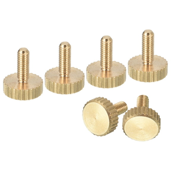 M3x8mm Knurled Thumb Screws, 6 Pack Flat Knurled Head Brass Thumb Screws Bolts