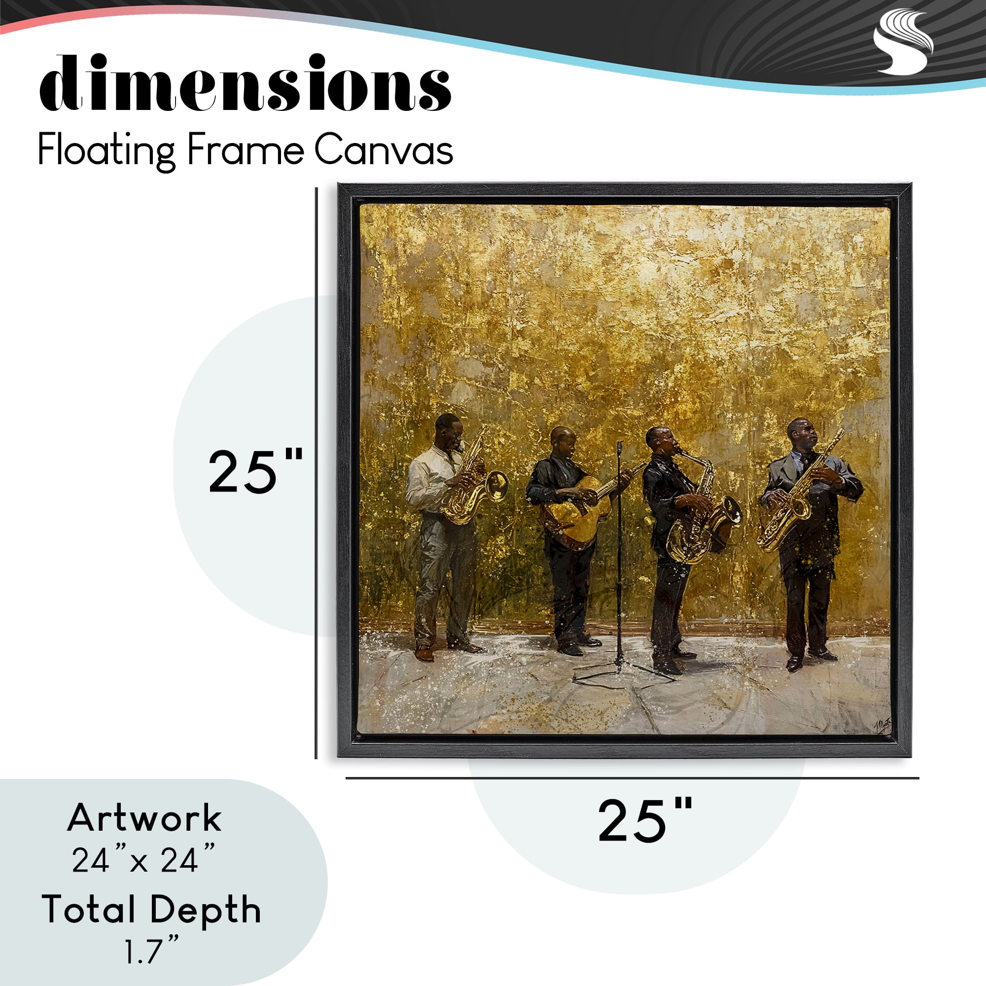Golden Era Jazz Musicians Black Framed Floater Canvas Wall Art, design by Marta Wiley