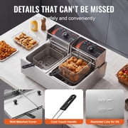 KFFKFF Commercial Dual Tank Deep Fryer, 3000W Electric Countertop Fryer with Basket, 2 x 9.1Qt/8.6L Stainless Steel Oil Fryer, featuring Temperature Control & Overheat Safety