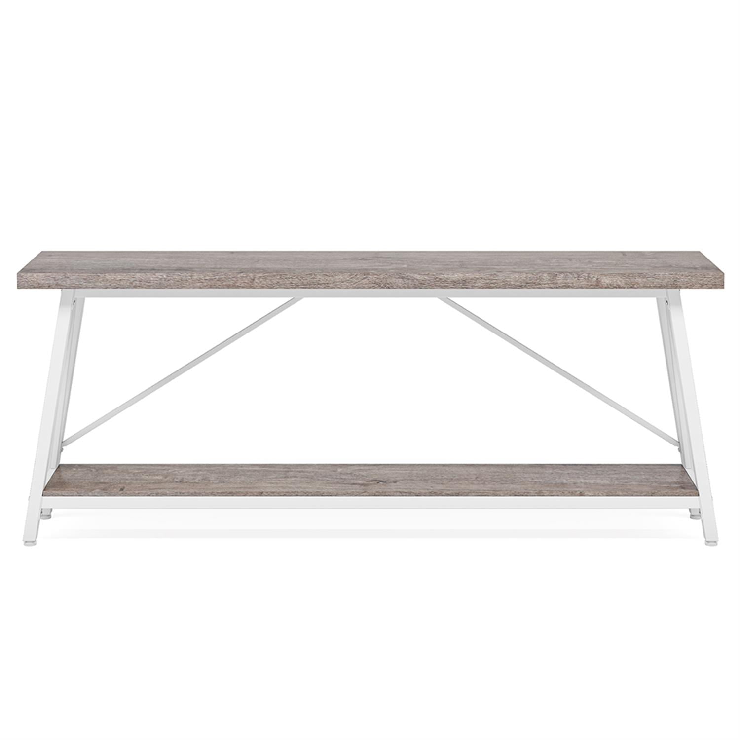 Demi Bonn 70.9" Console Table, Rustic Vintage Narrow Sofa Table for Entryway, Living Room, Hallway, Gray & White