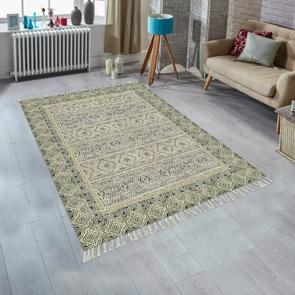Casavani Square Cotton Home Decor Kilim Green Dining Room Carpets Outdoor Rugs 9x9 Feet