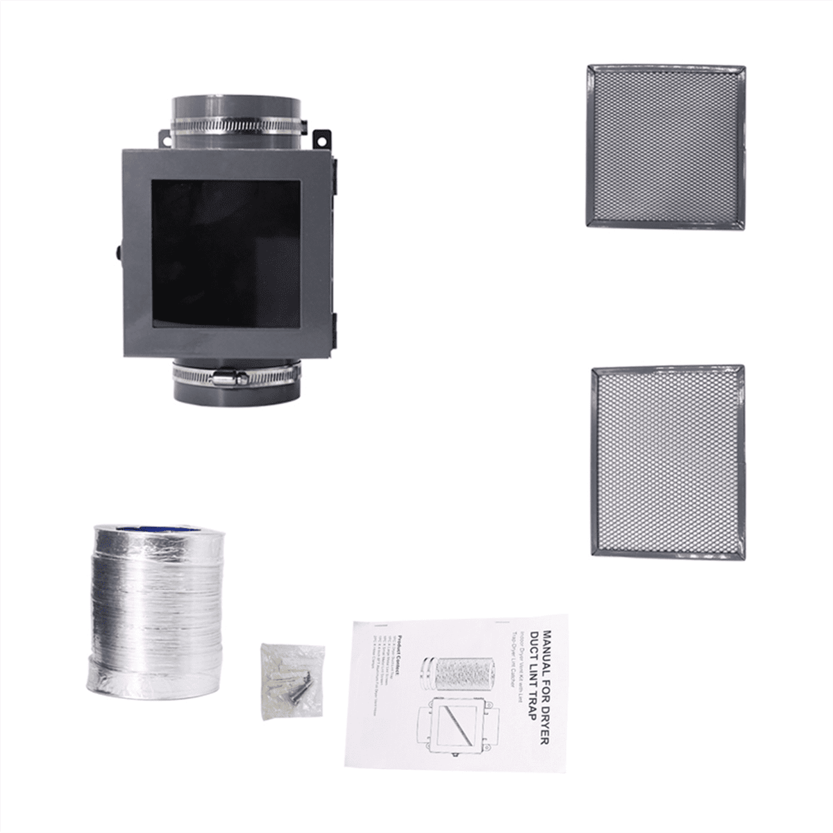 Dryer Duct Lint Trap, Indoor Vent Kit with Hose, Trap for Clothes Dryers - Catcher