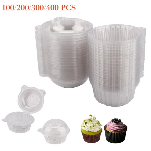 100-400pcs Plastic Cupcake Container Individual Disposable Fruit Cake ...