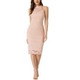 thumbnail image 5 of INSPIRE CHIC Women's Elegant Lace Halter Neck Sleeveless Bodycon Cocktail Sheath Midi Dress XL Light Pink, 5 of 6
