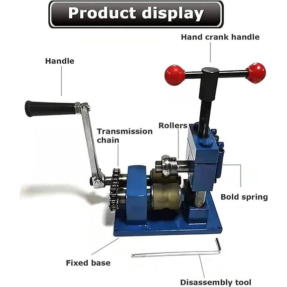 Jewelry Press Roller Tool Combination Rolling Mill Machine, 2 In1 Manual Hand Crank Ring Bracelet Press Bender with 0.1-7mm Press Thickness, for Processing Ring, Bracelet, Earring