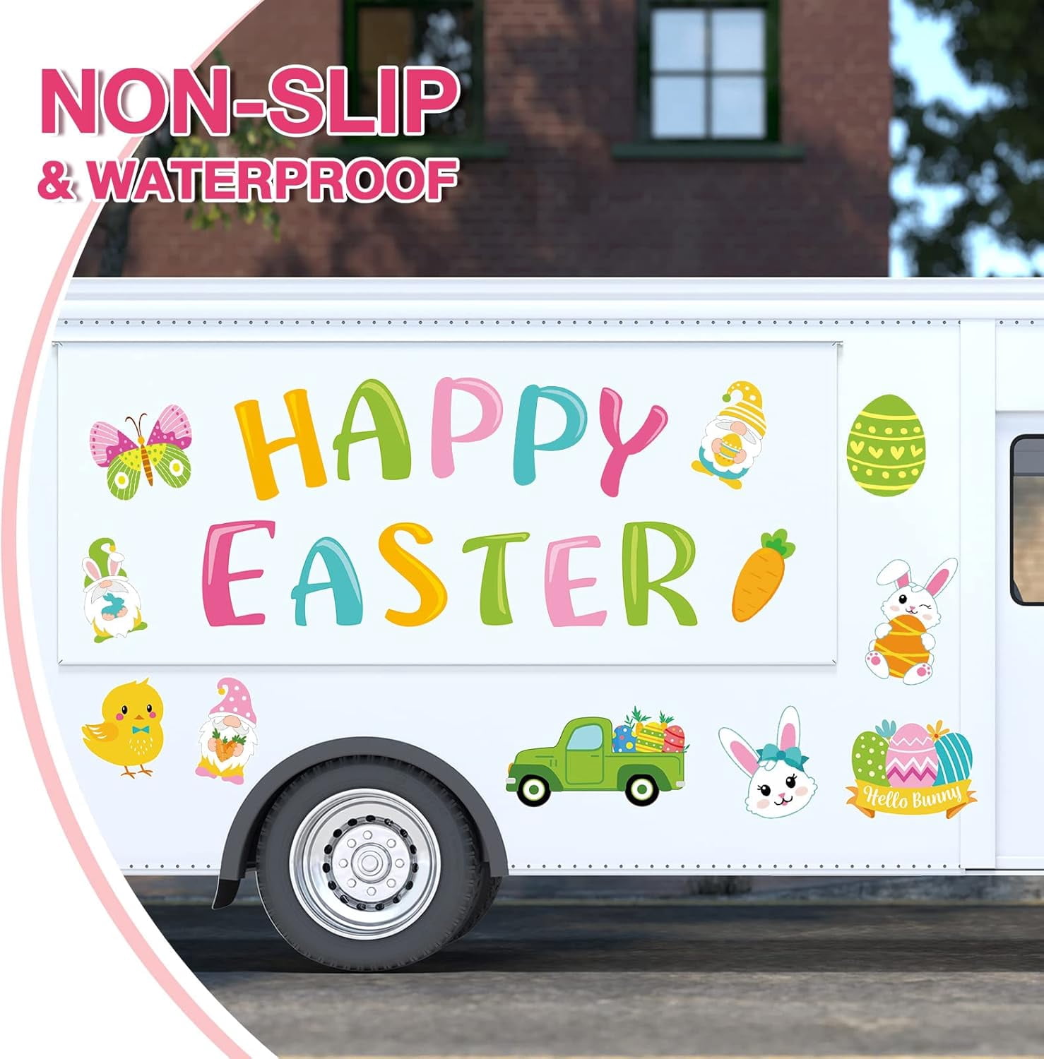 23 Pcs Happy Easter Garage Door Magnets Large Easter Garage Door Decorations Holiday Magnetic Stickers Spring Bunny Garages Magnets Spring Egg Gnome Decals for Car Refrigerator Decor