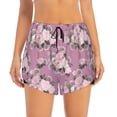 thumbnail image 4 of Lsque Rose Flowers Printed Women's Running Shorts with Liner Pockets,Elastic Quick Dry Workout Athletic Gym Yoga Shorts,Womens High Waist Shorts-Large, 4 of 9