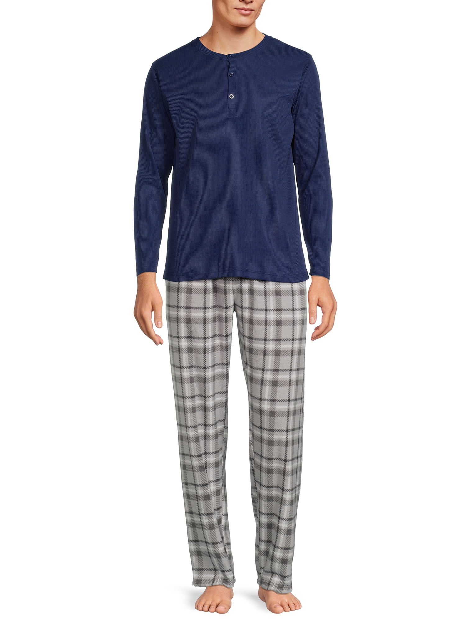 Isotoner Men's Thermal Top and Micro Fleece Pant Sleep Set, Sizes S-2XL