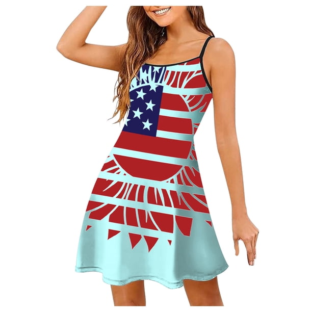 WILLBEST Vestido Lino Vestidos De Verano Para Mujer Día De La Independencia Casual Minifaldas Sin Mangas