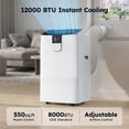 thumbnail image 2 of SIMZLIFE 12000 BTU Portable Air Conditioner with WIFI for Room, Portable AC Unit with Remote Control, White, 2 of 10