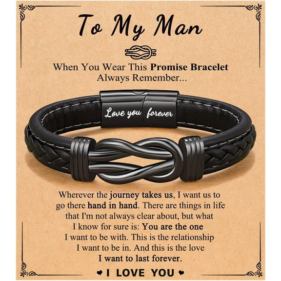 Forever Linked Together Leather Bracelet for Boys Men's Birthday Graduation Fathers' Day Back to School Christmas Gifts