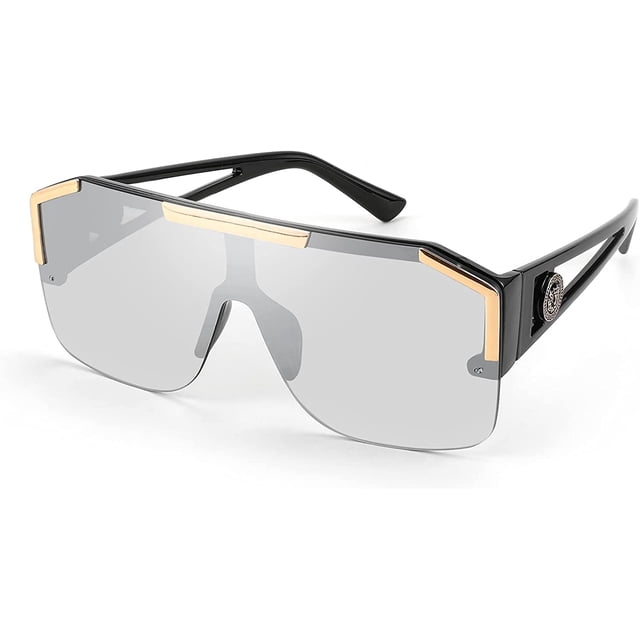 Gafas de sol cuadradas con parte superior plana y protección de una pieza sin marco