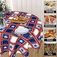 thumbnail image 3 of American Flag Tablecloth Round 60 Inch 4th of July Patriotic Table Cloth Washable Table Cover Memorial Day Red White and Blue Plaid Tablecloth Decorative for Home Kitchen Dining Indoor Party Picnic, 3 of 6