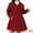 Burgundy, variant on Women's Plus Size Notch Lapel Double Breasted A Line Peacoat 1X Black