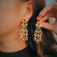 thumbnail image 2 of Noble Colorful CZ Bridal Costume Big Long Drop Tassel Earring Dubai Gold Jewelry, 2 of 9