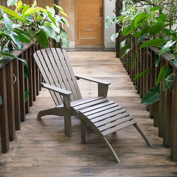 York Adirondack Chair with Ottoman, Weathered Grey - Walmart.com