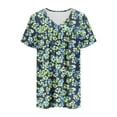 thumbnail image 5 of Womens Plus Size Tops Summer Short Sleeve T-Shirts Loose Casual Pleated Tunic Tops Dressy Front Ruched Flowy Shirt Cute Floral Print Blouses V Neck Pullover Top for Women, 5 of 7