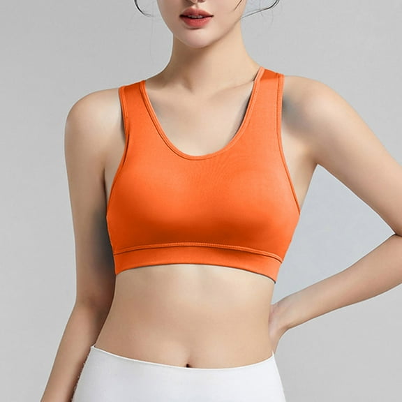 Athletic Bras for Women Clearance Support High Impact Sports Bra Push Up Padded Gym Sports Bra Workout Racerback Orange M