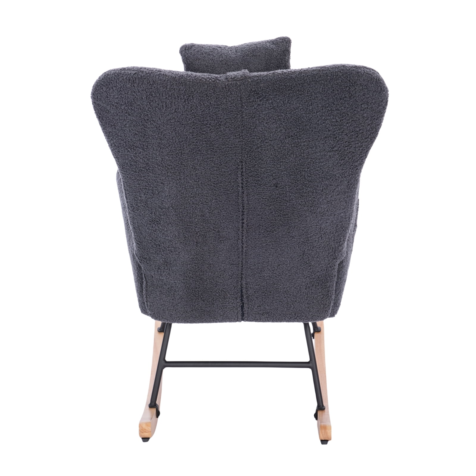 Miekor Furniture Teddy Upholstered Nursery Rocking Chair for Living Room Bedroom(DARK GREY Teddy) 22469