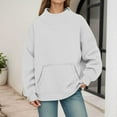 thumbnail image 2 of Fiaer Womens Crew Neck Sweatshirts Long Sleeve Pullover Oversized Loose Fit Comfort Solid Basic Tops with Pocket White XL, 2 of 6