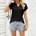 thumbnail image 3 of Lumivie Cute Tops For Women Summer With Sleeves Tshirts Shirts For Women Cotton Plain Black Blouses For Women Black Cotton Blouses V Neck T Shirts For Women Pack, 3 of 6