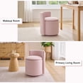 thumbnail image 6 of FFH 360° Swivel Chair, Barrel Accent Chair with Curved Backrest, Velvet Vanity Chair Storage Chair for Bedroom, Living Room, Pink, 6 of 7