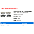 thumbnail image 2 of Front Brake Pad Set - Compatible with 2012 - 2016 Honda CR-V AWD 2013 2014 2015, 2 of 2