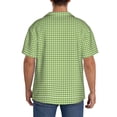 thumbnail image 5 of KLL Green Gingham Print Men's Shirt Short Sleeve Button Down Summer Cuba Beach Shirts- X-Large, 5 of 7