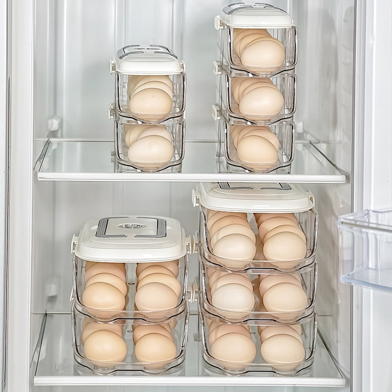 Automatic Rolling Egg Storage Box Multi Layer Refrigerator Organizer Side Door Egg Holder Tray