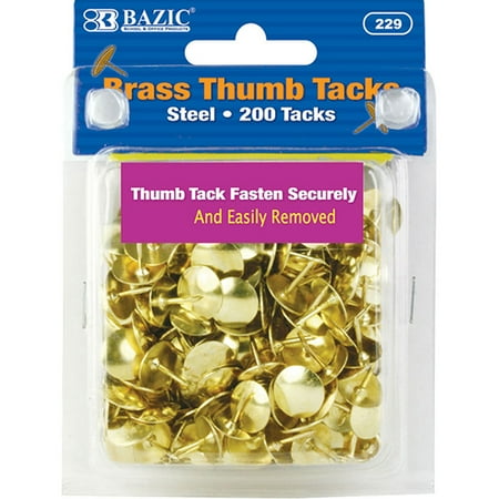 BAZIC Brass (Gold) Thumb Tack (200/Pack), Box of 24