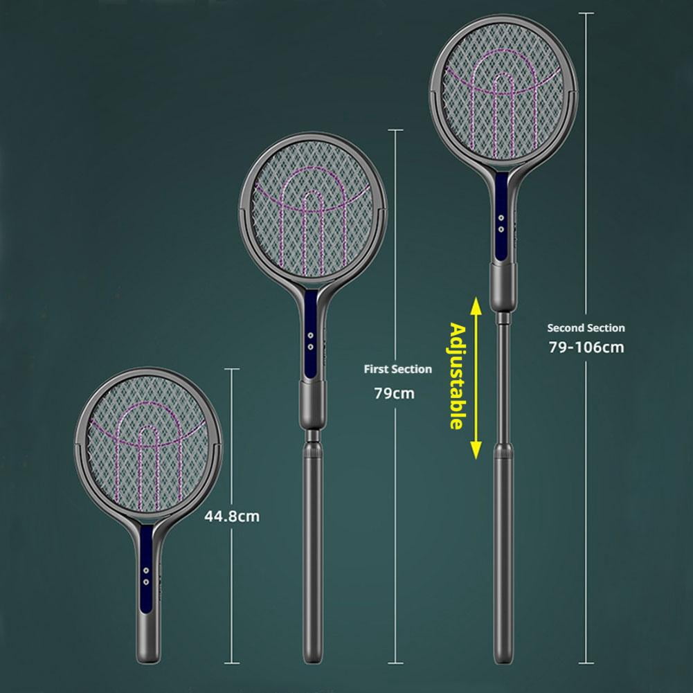 2-in-1 Telescopic Electric Fly Swatter with 90° Rotating Head, 2800V High Voltage Bug Zapper with Extension Pole, Rechargeable Mosquito Killer Lamp for High Ceilings