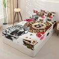 thumbnail image 2 of Castle Fairy Leopard Print Billiard Zipper Twin Comforter Sets with Fitted Sheet and 2 Pillowcases, Animal Cheetah Zipper Bedding Set, Black Red Brown,4-Piece, 2 of 6