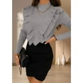 thumbnail image 2 of Women's Ruffle Sweaters Mock Neck Fall Fitted Pullover Sweater Tops, 2 of 5