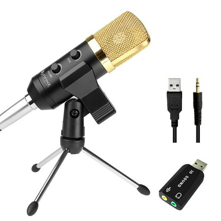 2.5m Home KTV Handheld Mic Universal Sound Recording Microphone with Tripod Stand, Compatible with PC and Mac for Live Broadcast, Show, KTV,