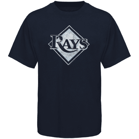 Reebok Youth Tampa Bay - Tampa Bay Rays Youth Distressed Logo T-Shirt - Navy Blue