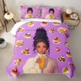 thumbnail image 2 of Castle Fairy Glam Black Girl Quilt Full,Dessert Print Full Bedspread Sets,Purple White, 2 of 7