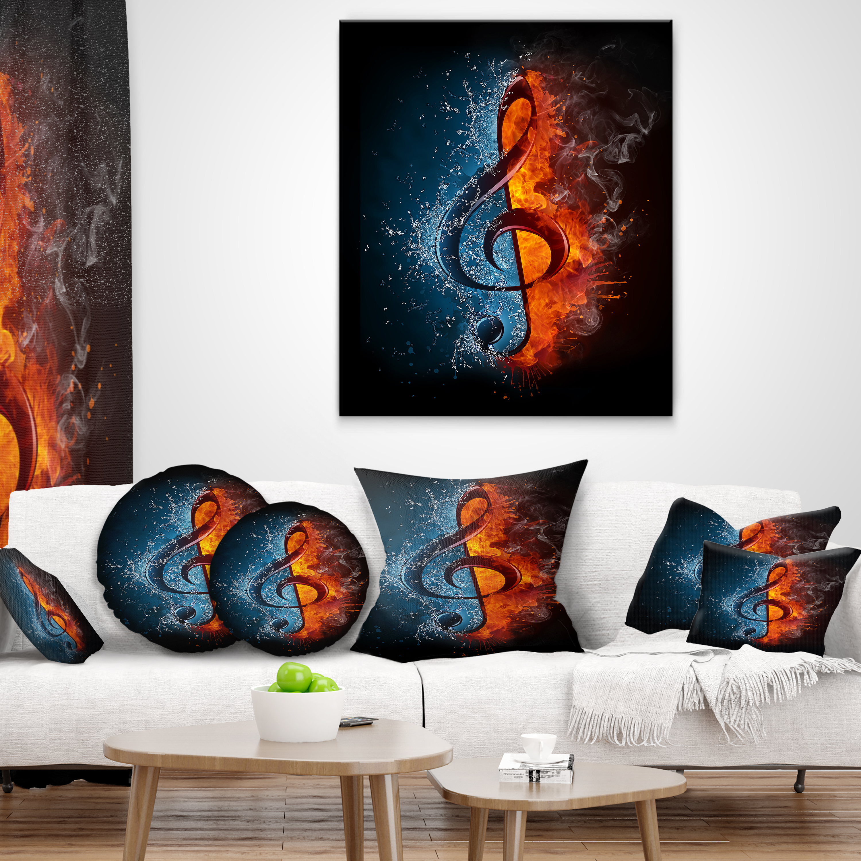 Designart Treble Clef - Abstract Throw Pillow - 12x20
