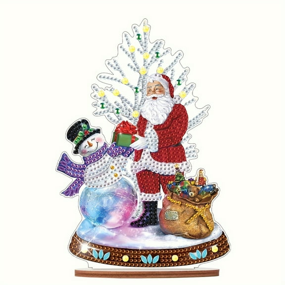 Christmas Diamond Art Painting Table Decoration, Snowman Santa Claus 5D DIY Diamond Art Table Decoration, Special Shape Gemstone Digital Kit Art Crafts Office Desktop Decorations