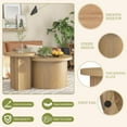 thumbnail image 4 of Nesting Coffee Tables Set of 2, Round Coffee Tables, Wooden Side Table for Living Room, Natural, 4 of 10