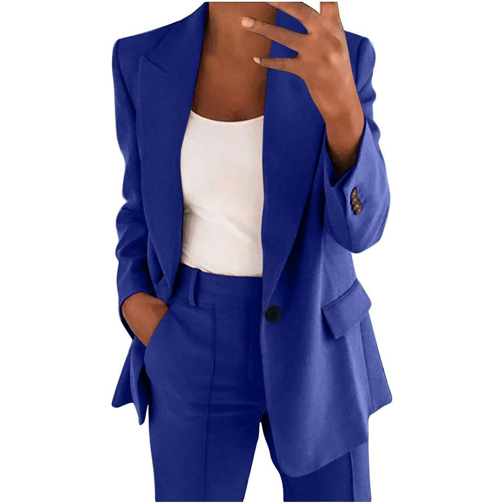 Blue pants suit womens discount