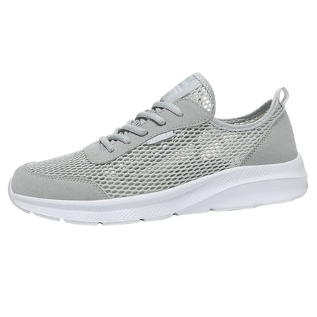 

Huesdet Men s Running Shoes Fashion Sneakers Lightweight Breathable Flying Knitting Lace Up Mesh Walking Shoes Workout Casual Sports Shoes（Grey 11.5）