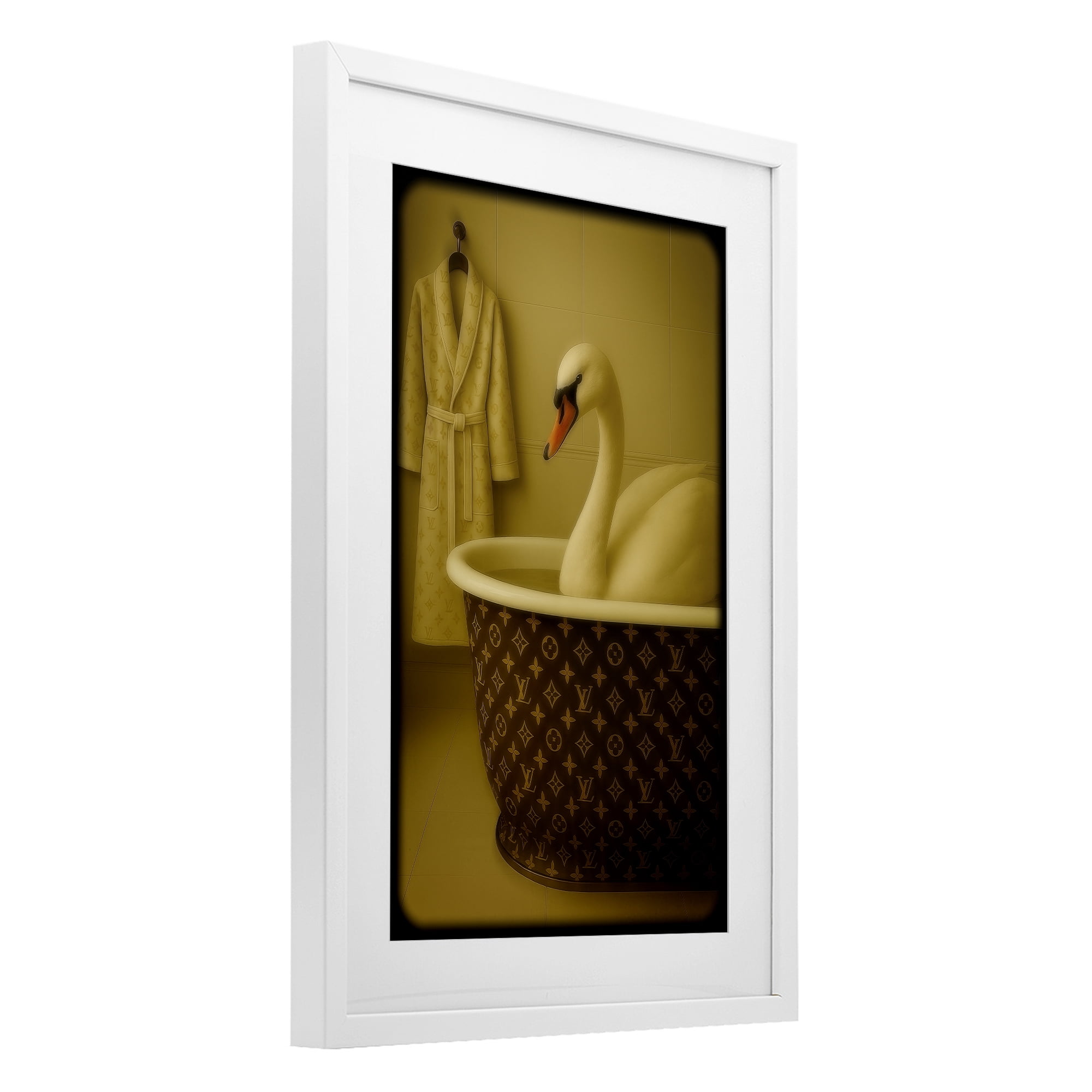 Stupell Industries Couture Swan in Luxury Tub White Framed Print Under Glass, design by Grotto Studios