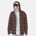 thumbnail image 2 of Balery Brown Gold Grid Sudadera ligera de manga larga con capucha y protección solar UPF 50+ para hombre y mujer, ideal para pesca y running-X-Large, 2 of 7
